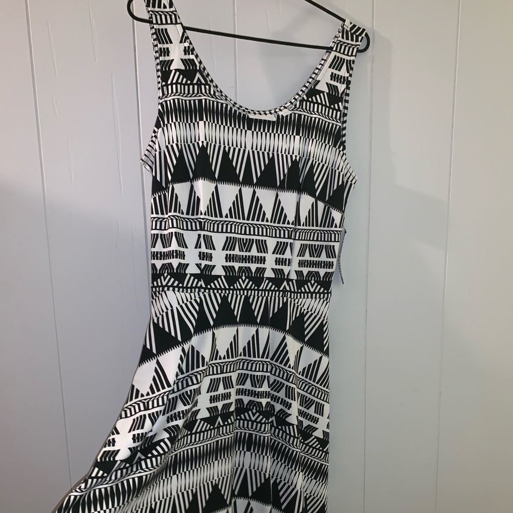 Black and white tribal print dress